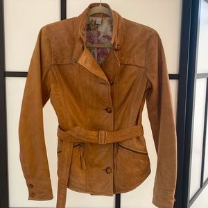 Leather camel motto jacket